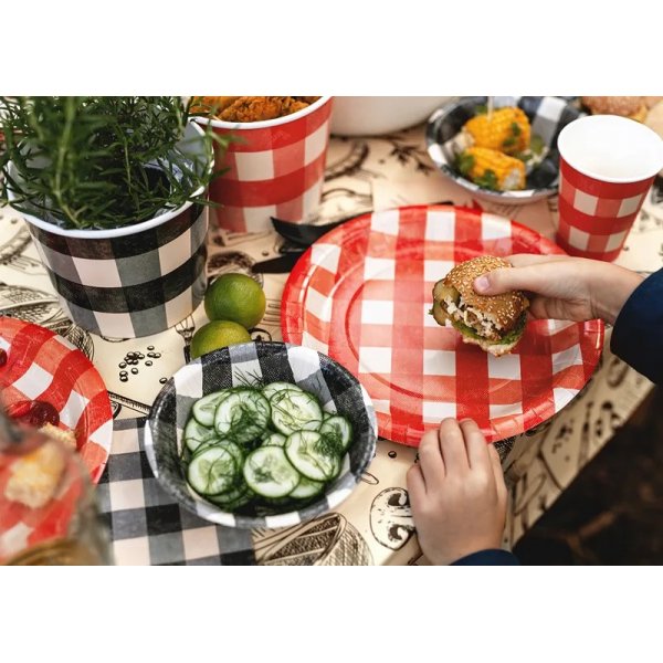 Papptallrikar - Rödrutiga - 6-pack - 27 cm Papptallrikar - Rödrutiga - 6-pack - 27 cm