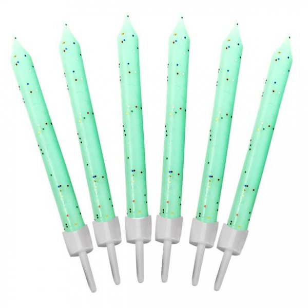 T�rtljus - Glitter - Mint - 12-pack