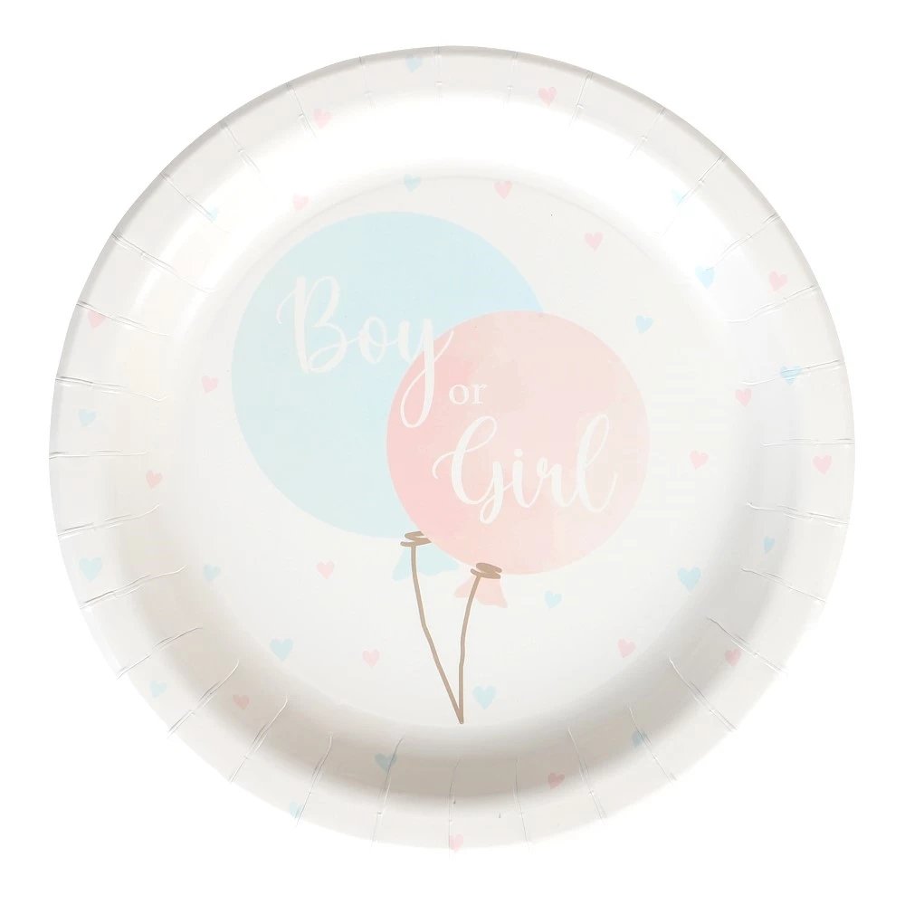 Papptallrikar – Gender Reveal – 8-pack – 23 cm – Papptallrikar till Baby Shower, Baby Shower-dukning, Baby Shower