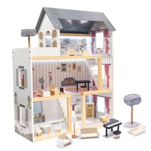 Docksk�p i MDF med LED-belysning 78 cm Vit inklusive 16 m�bler - Byggsats