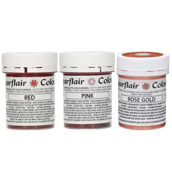Sugarflair Chokladfärger 3 Rosa nyanser 3 x 35g Sugarflair Chokladfärger 3 Rosa nyanser 3 x 35g