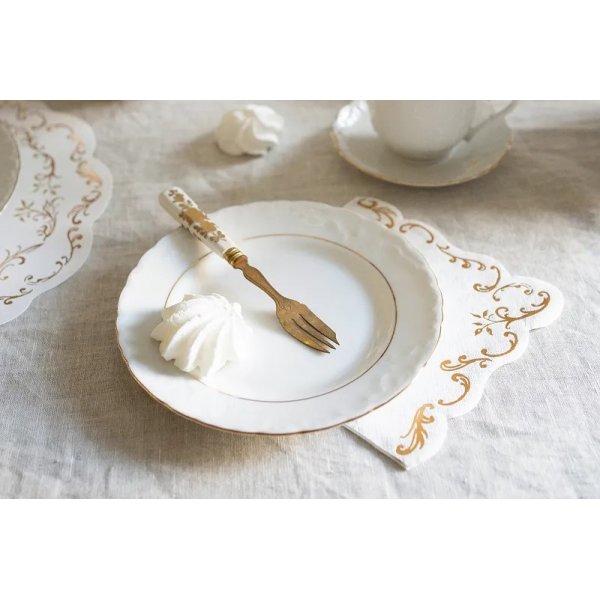 Servetter - Vit/Guld - 12-pack