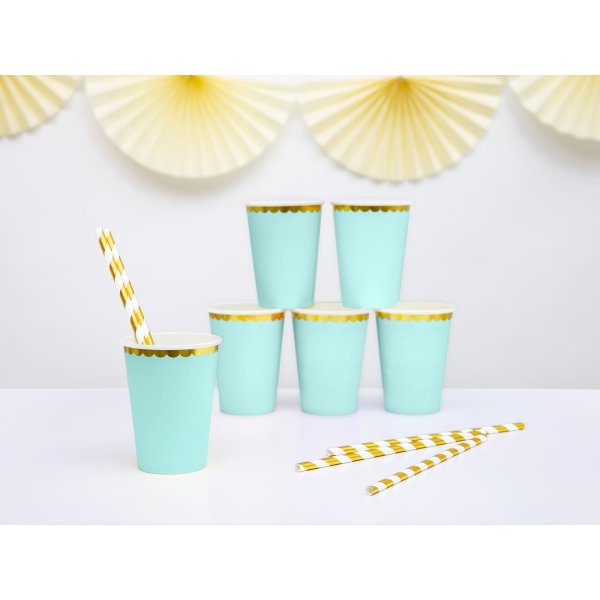 Pappmuggar - Mint - Guldkant - 6-pack Pappmuggar - Mint - Guldkant - 6-pack