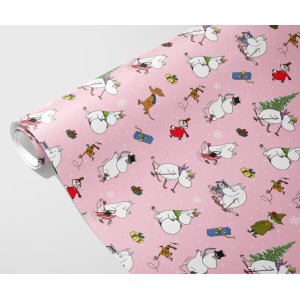 Presentpapper - Julpapper - Mumin - Rosa - 4mx70cm