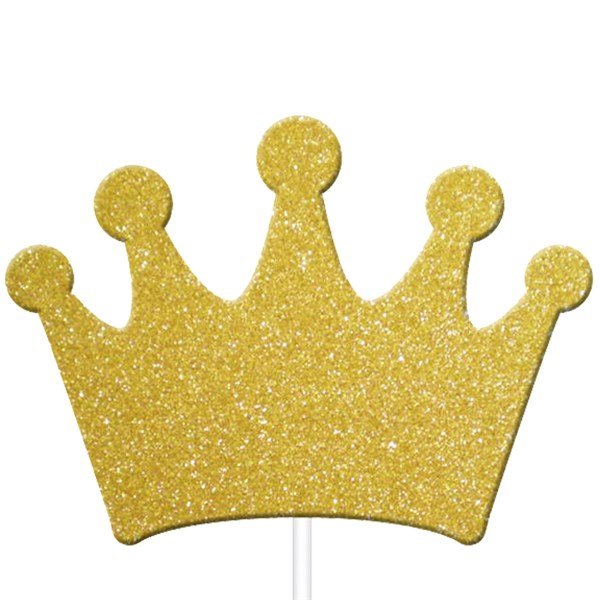 Cake Picks - Prinsesskronor - Guldglitter - 12-pack