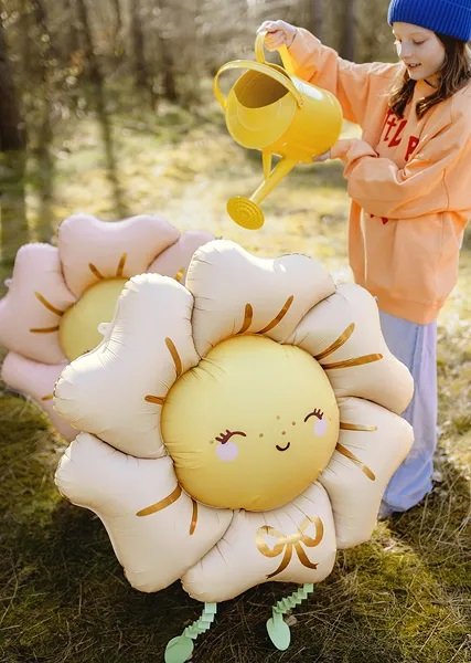 Folieballong - Blomma - Beige/Gul Folieballong - Blomma - Beige/Gul