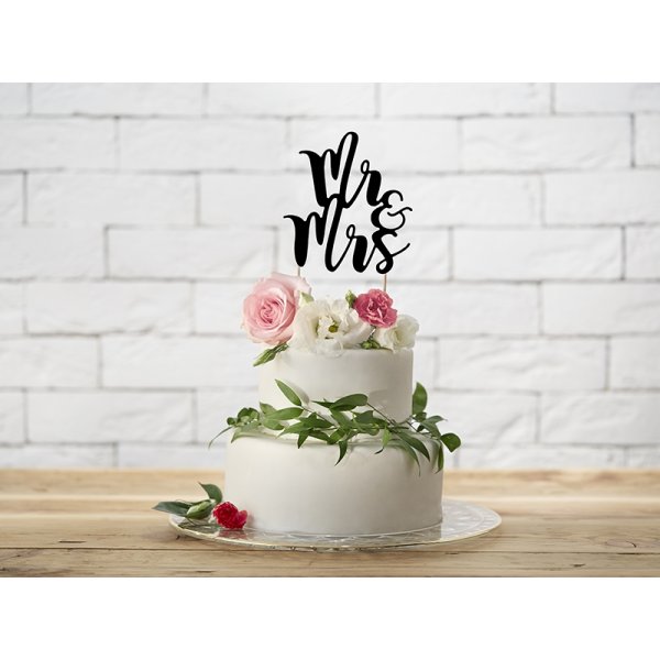 Cake Topper - Mr & Mrs - Svart