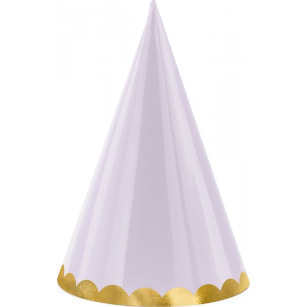 Partyhattar - Pastellmix med guldkant - 6-pack