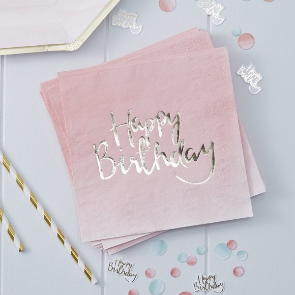 Servetter - Ombre - Happy Birthday - 20-pack
