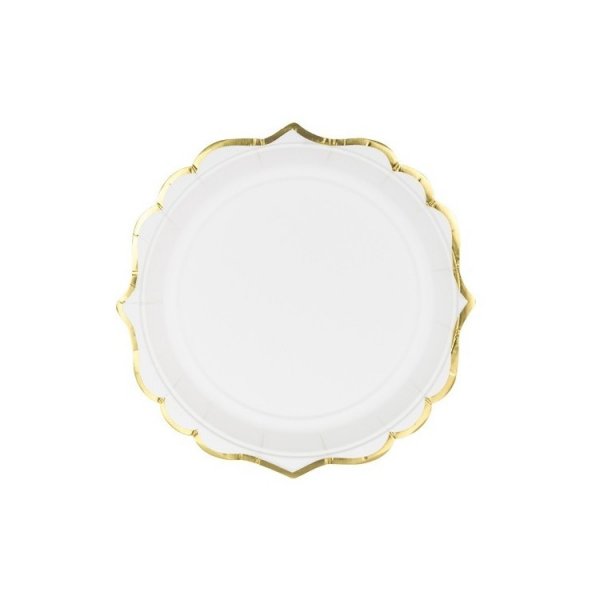 Pappersassietter Vita med Guldkant