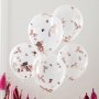 Konfettiballonger - Hjrtan - Rosguld - 5-pack