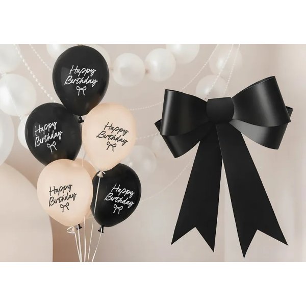 Ballonger - Happy Birthday - Beige/Svart - 6-pack Ballonger - Happy Birthday - Beige/Svart - 6-pack