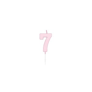 T�rtljus - Pastell Rosa - Siffra 7 - 4,5 cm