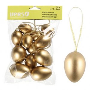 Dekorations�gg med h�nge - Guldmetallic - 12-pack