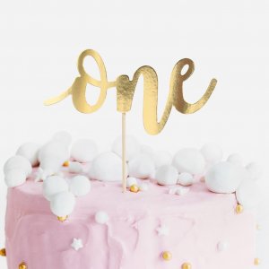 Cake topper - ONE - Guld