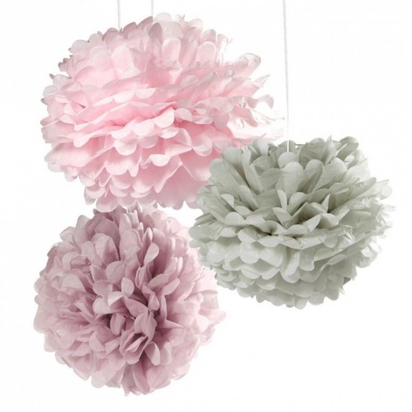 Pom Pom - 3-pack - Gr/Lila/Rosa