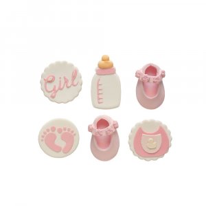 Sockerdekorationer - Baby - Rosa - 6 st Sockerdekorationer - Baby - Rosa - 6 st