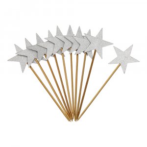 Cake picks - Stjärnor - Silverglitter - 10-pack Cake picks - Stjärnor - Silverglitter - 10-pack