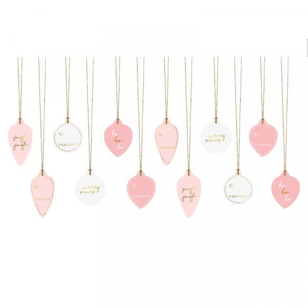 Tags - Pink Christmas - 12-pack