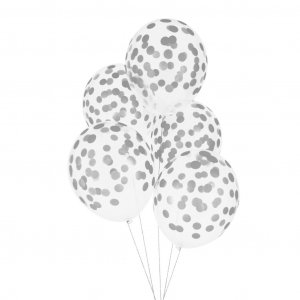 Ballonger - Printed Confetti - Silver - 5-pack