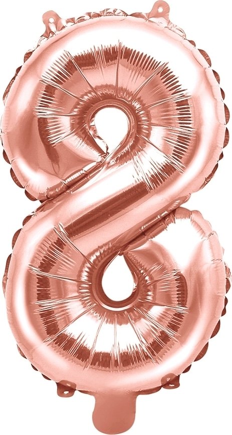 Sifferballong – Roséguld – 35 cm – Siffra: 8 – Sifferballonger, Ballonger