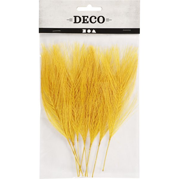 Konstgjorda fjädrar - gul - L: 15 cm - B: 8 cm - 10 st Konstgjorda fjädrar - gul - L: 15 cm - B: 8 cm - 10 st