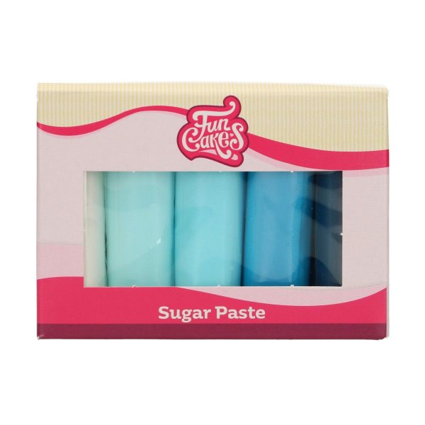 Sugarpaste/Sockerpasta - Mixpack - Blå - FunCakes - 5x100g Sugarpaste/Sockerpasta - Mixpack - Blå - FunCakes - 5x100g