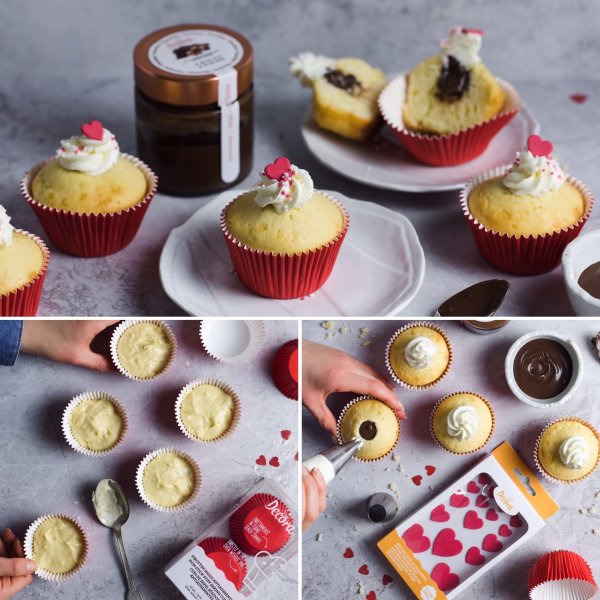 Sockerdekorationer - Rda hjrtan - 16-pack