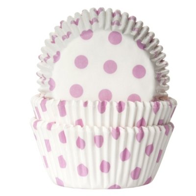 Muffinsformar - Vita med rosa prickar - 50-pack