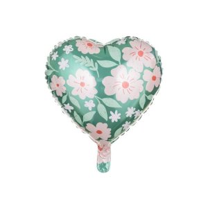 Folieballong Hj�rta med Blommor