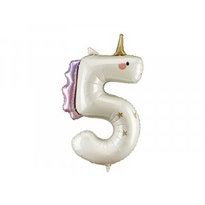 Folieballong nummer 5 enh�rning - Mix