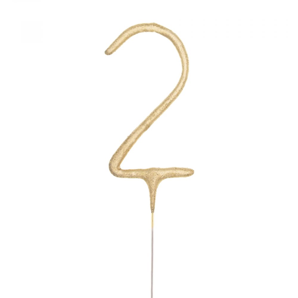 Tomtebloss – Siffra – Guld – Siffra: 2 – Tomtebloss & Isfacklor, Cake Toppers