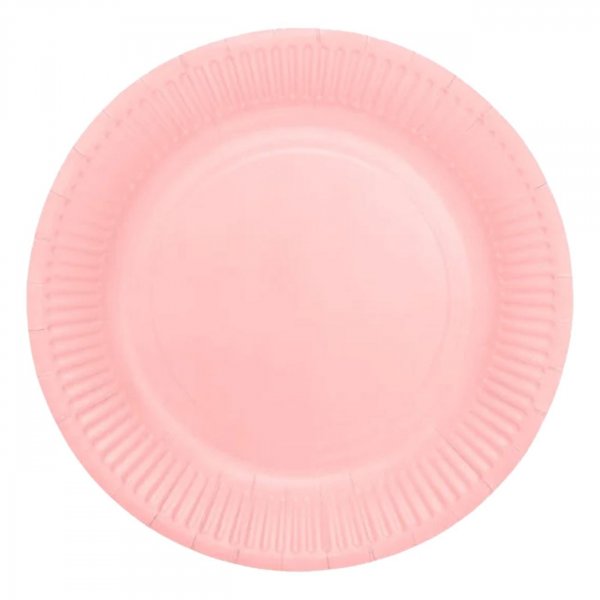 Papptallrikar - Ljusrosa - 18 cm - 8-pack