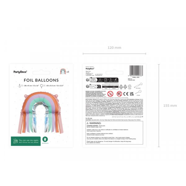 Folieballong regnb�ge med fransar - Mix