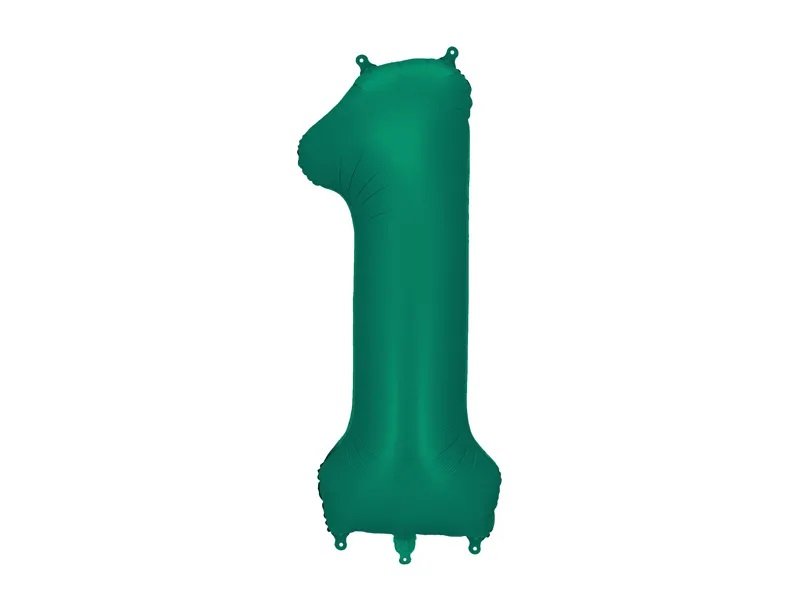 Sifferballong - Bottle Green - 86 cm - Siffra: 1 - Bokstavsballonger till Baby Shower, Baby Shower-ballonger, Baby Shower