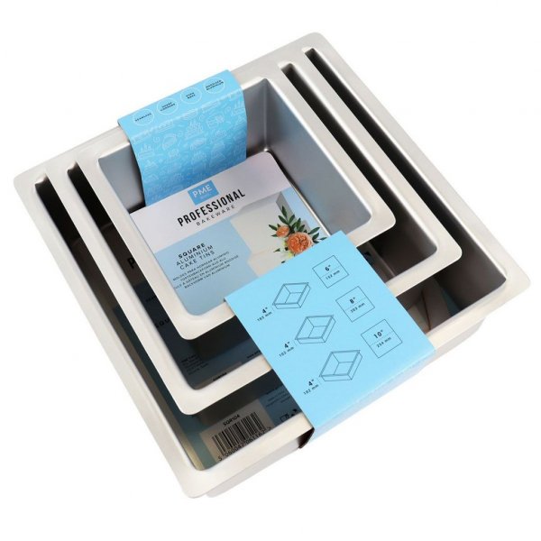 Djupa tårtformar - Kvadrat - 3-pack - 10 cm höga Djupa tårtformar - Kvadrat - 3-pack - 10 cm höga