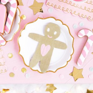 Servetter - Pepparkaksgubbe - Pink Christmas - 20-pack