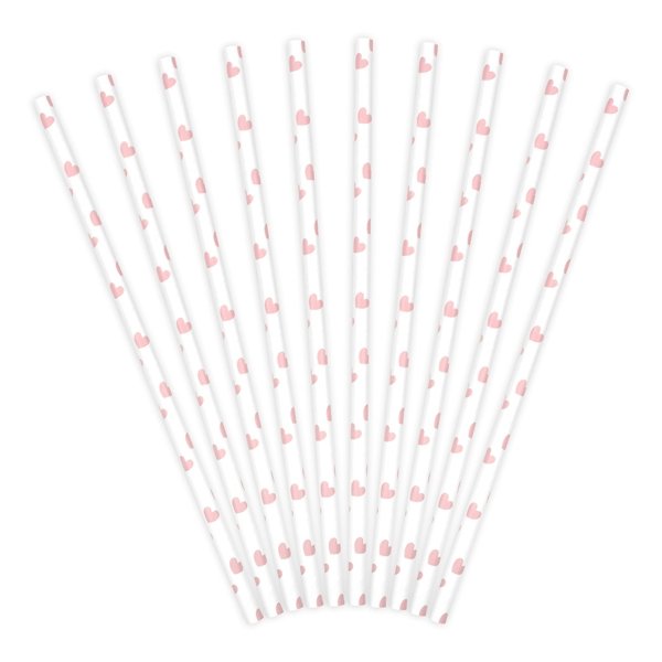 Sugrör - Hjärtan - Ljusrosa - 10-pack Sugrör - Hjärtan - Ljusrosa - 10-pack