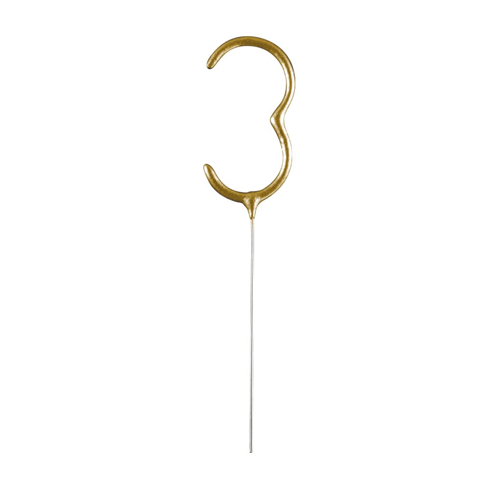 Tomtebloss - Siffra - Guld - Siffra: 3 - Tomtebloss & Isfacklor, Cake Toppers