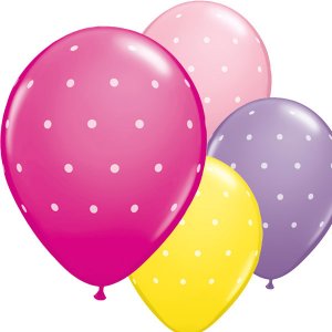 Ballonger - Polka Dot - Rosa/Lila/Gul - 6-pack