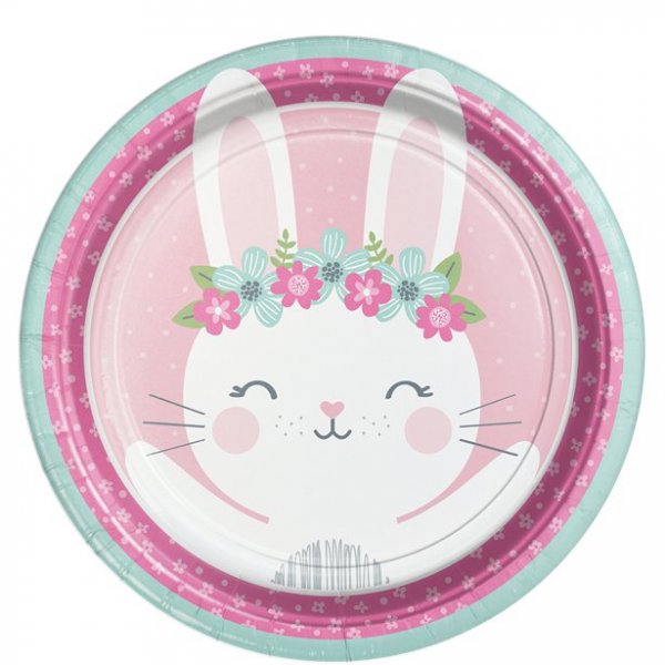 Papptallrikar - Runda - Birthday Bunny - 8-pack