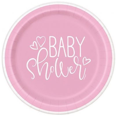 Papptallrikar - Baby Shower - Rosa Hjrtan - 8-pack