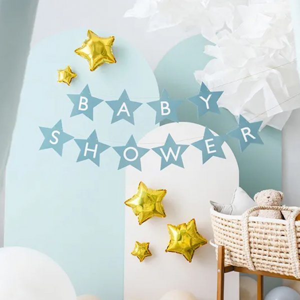 Girlang - Stjärnor - Baby Shower - Ljusblå Girlang - Stjärnor - Baby Shower - Ljusblå