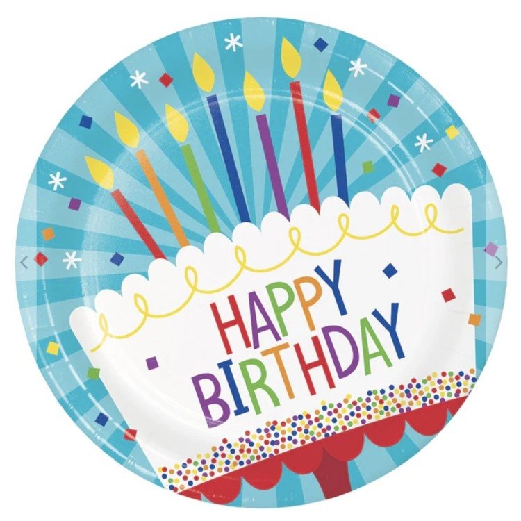 Papperstallrikar Tårta Happy Birthday – Fyndhörnan