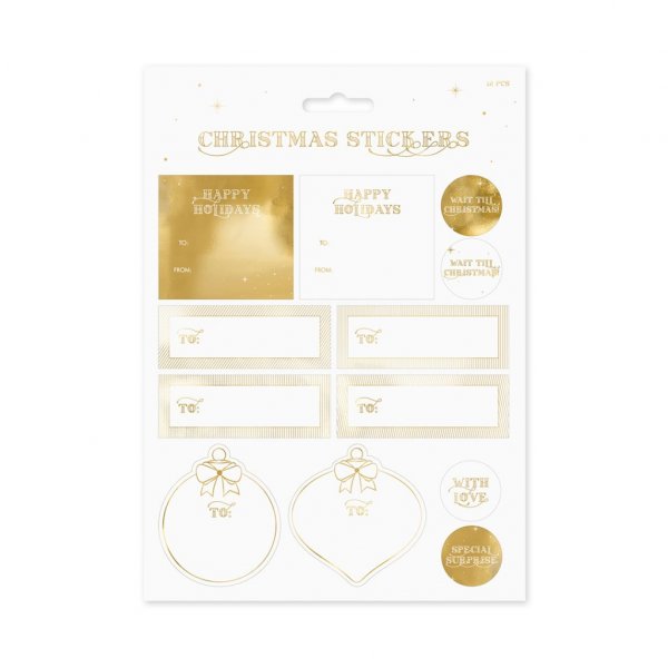 Julklappsetiketter - Happy Holidays - Guld