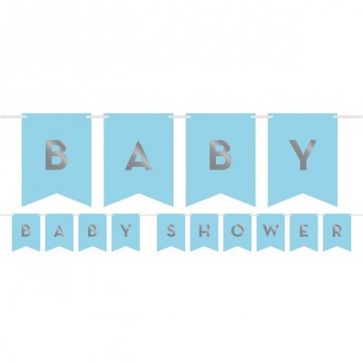 Vimpel med stickers - Baby Shower - Bl/Silver