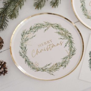 Papptallrikar - Merry Christmas - Rustic Christmas - 8-pack