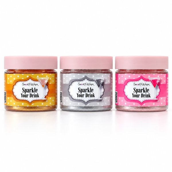 Drinkglitter 3-pack - Rosa, Silver, Guld - 3x10g Drinkglitter 3-pack - Rosa, Silver, Guld - 3x10g
