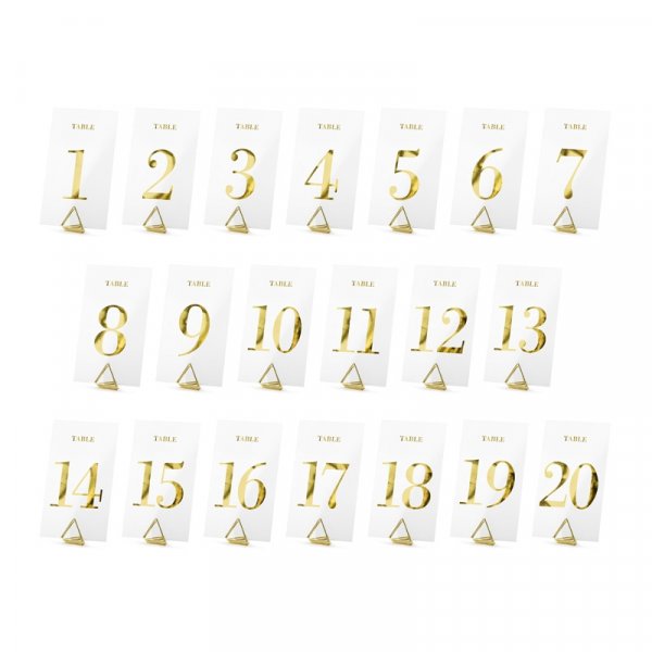 Bordsnumrering - 1-20 - Clear/Guld Bordsnumrering - 1-20 - Clear/Guld