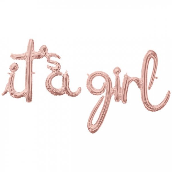 Folieballong - It\\\'s a girl - Rosguld